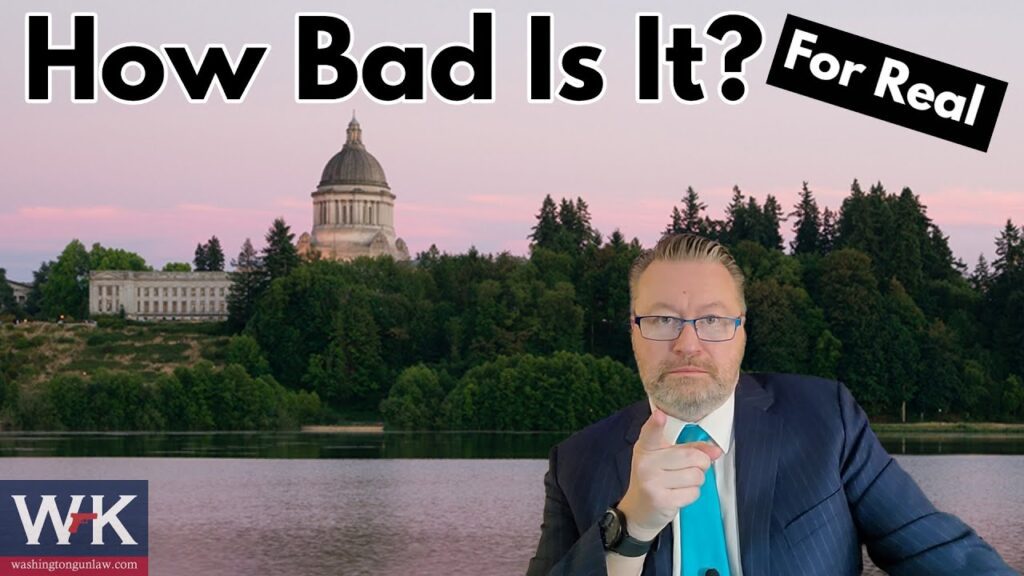 A man in a suit points at the camera with a lake and government building in the background. The text reads "How Bad Is It? For Real." A logo with the letters "WKL" is in the bottom left corner.