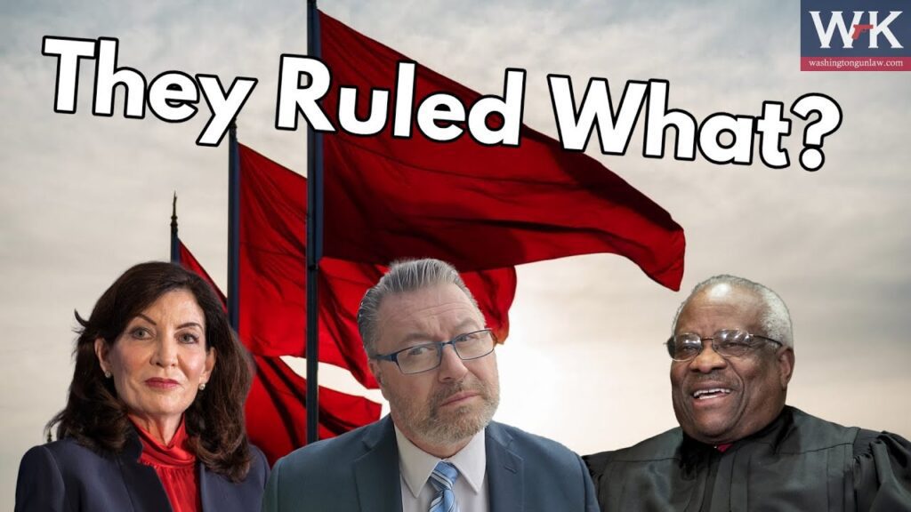 Three individuals are in front of large red flags against a cloudy sky. The text "They Ruled What?" is displayed at the top.