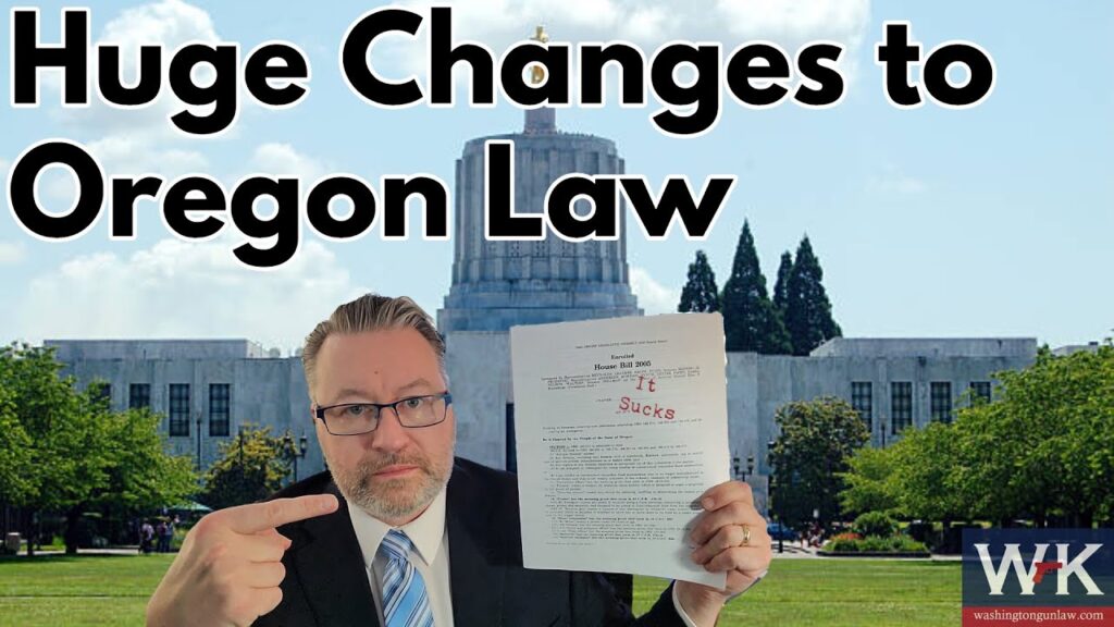 Man in a suit pointing at a document with "It Sucks" written on it, standing in front of a government building. Text reads, "Huge Changes to Oregon Law.