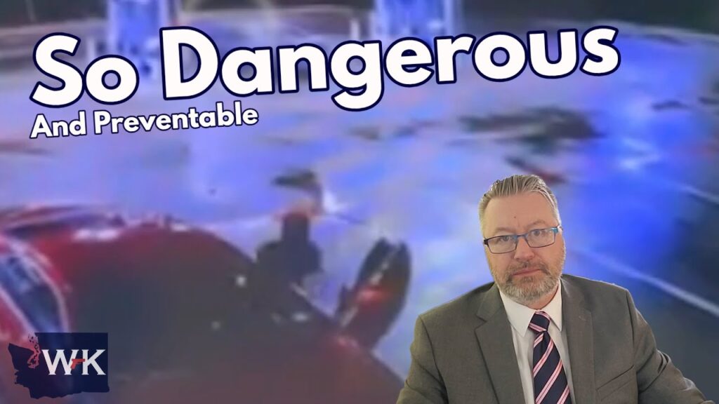 A man in a suit sits in front of a blurry background showing a nighttime scene. Large text reads "So Dangerous And Preventable." A small logo with "WK" is in the bottom left corner.