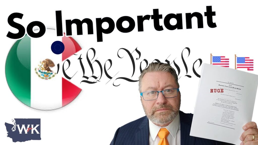 A man in a suit holds a document with the word "HUGE" on it. The background features the Mexican flag, stylized text saying "We the People," and two small American flags in the top right corner. The words "So Important" are at the top.