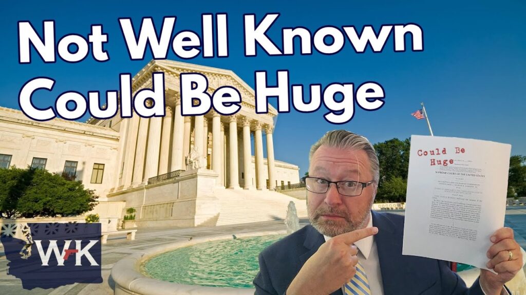 A man in a suit points to a document marked "Could Be Huge" in front of a large building with columns. The text "Not Well Known Could Be Huge" is displayed at the top. A logo with "WK" is in the bottom left corner.