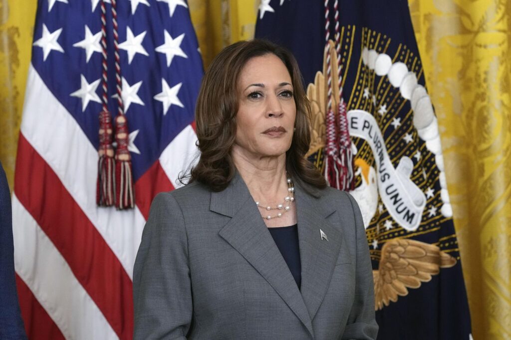 Harris takes a turn at White House bully pulpit to amplify Ukraine, gun control messages