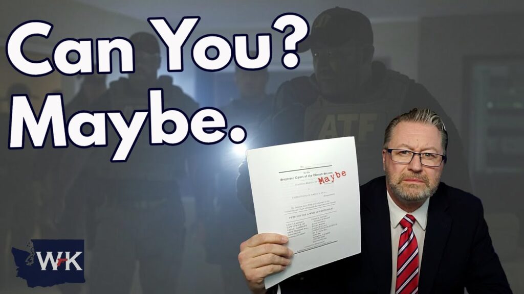 A person in a suit holds a document with "maybe" written on it. Large text above reads "Can You? Maybe." The background shows blurred figures. A "WK" logo with a Washington state outline appears in the bottom left corner.