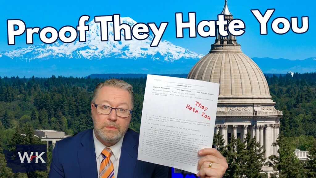 A man with glasses and a beard is holding a document with red text "They Hate You" in front of a backdrop with a dome and mountains. The text "Proof They Hate You" is displayed at the top.