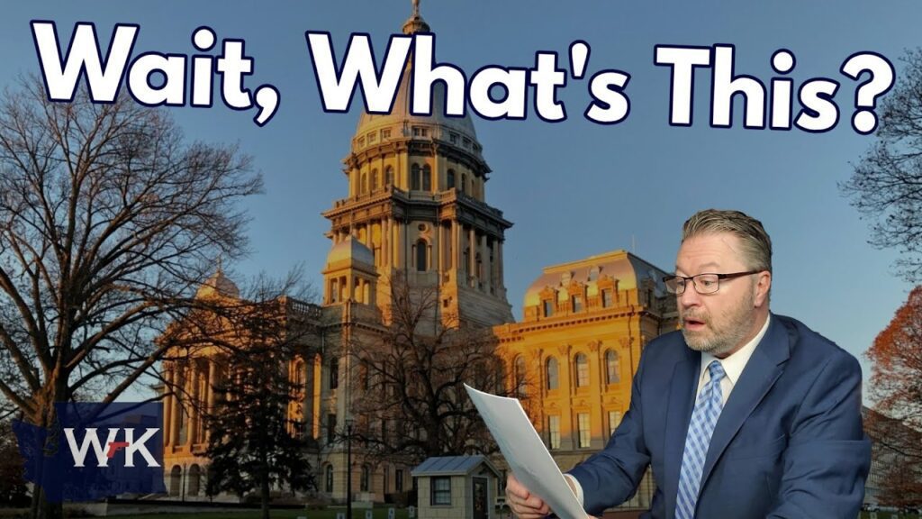 A man in a suit reads a paper in front of a large historic building with a dome, under the text "Wait, What's This?" The logo "WK" is in the bottom left corner. Leafless trees frame the building against a clear sky.