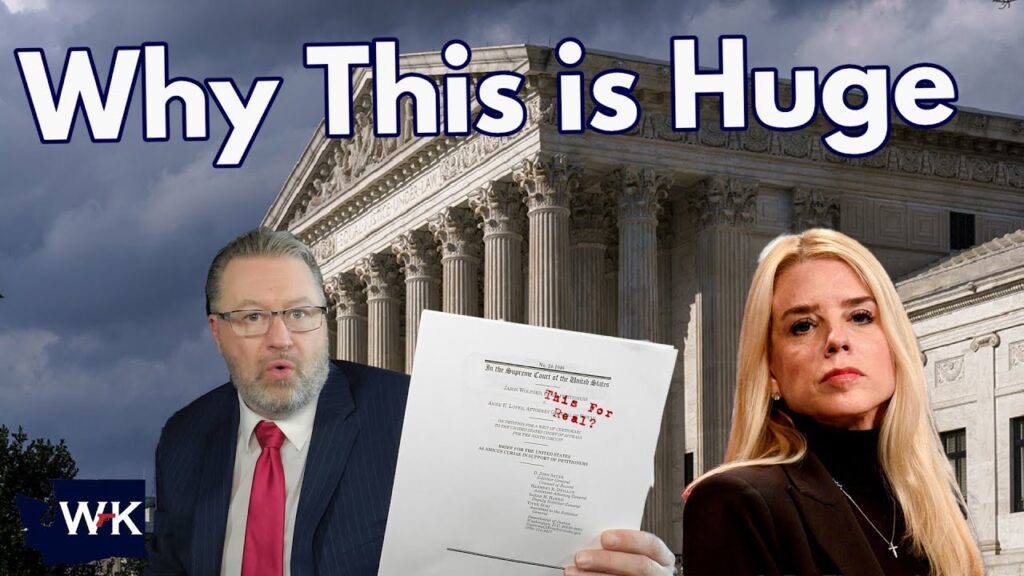 A man in a suit holds up a document labeled “Supreme Court,” next to a serious-looking woman in black. The Supreme Court building is in the background with large text reading "Why This is Huge.
