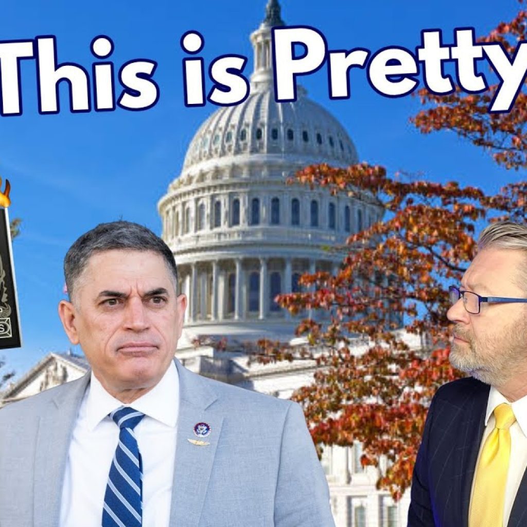 Two men in suits stand in front of the U.S. Capitol. A burning U.S. Federal Reserve note is to the left. Large text at the top reads, "Ya, This is Pretty Big" against a clear blue sky.